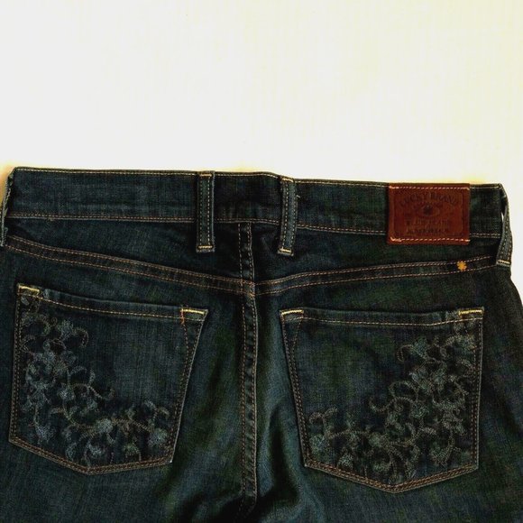 Lucky Brand Women Jeans Sofia Boot Size 6/28 Dark Embroidered Pockets Made USA - Picture 2 of 6
